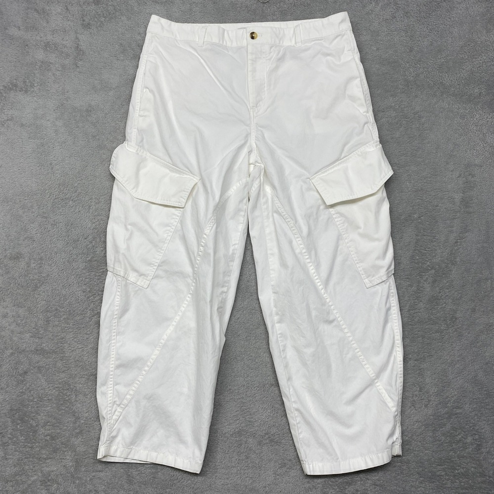Madewell Pants Womens Size 14 Seamed Utility Barrel Leg White Cotton Cargo